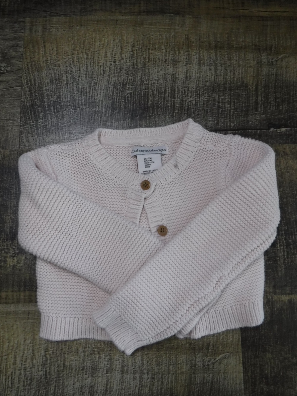 Catherine Malandrino Light Pink Knit Cardigan with Wooden Buttons